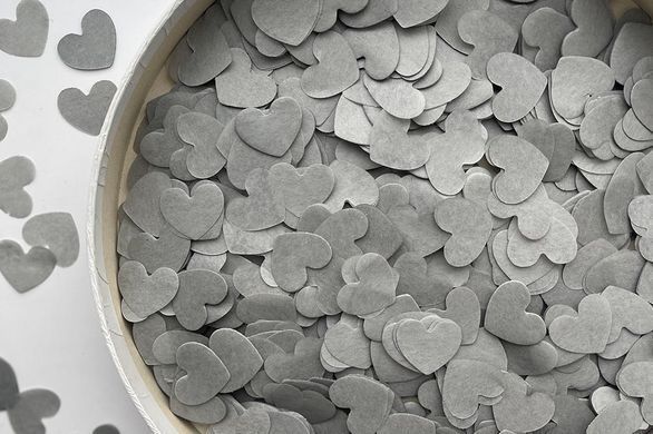 Конфеті тішью сердечки сірі 1,5 см (54) 20 г