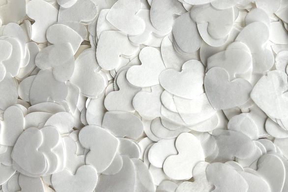 Конфетти тишью сердечки белые 1,5см (59) 20 г