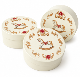Коробка круглая "Коник" 25*9см, кремовая