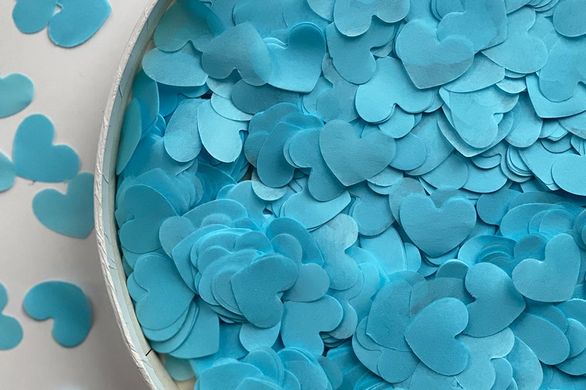 Конфеті тішью сердечки блакитні 1,5 см (08) 20 г