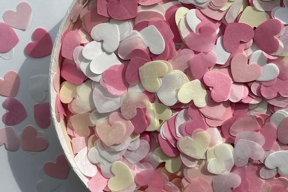 Конфеті тішью сердечки Mix рожево-бежевий 1,5 см (719) 20 г