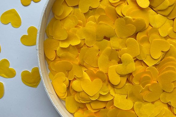 Конфеті тішью сердечки жовто-оранжеві 1,5 см (16) 20 г
