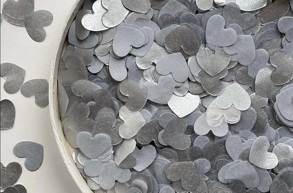 Конфетти тишью сердечки серебряные 1,5 см (61) 20 г