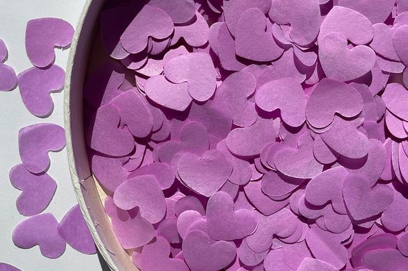 Конфеті тішью сердечки фіолетові 1,5 см (157) 20 г