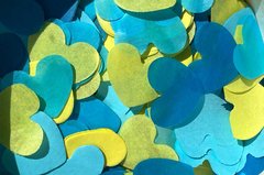 Конфетти тишью сердечки желто-голубой Mix (1031) 20 г