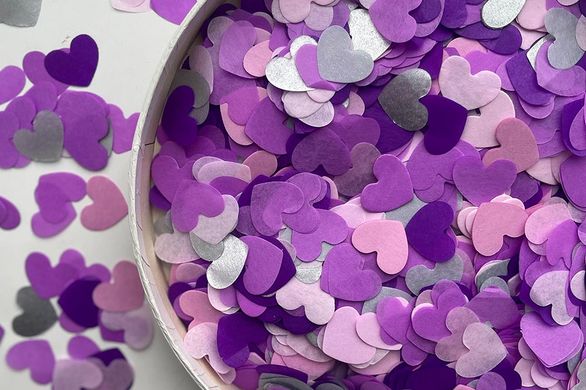 Конфетти тишью сердечки Mix фиолетовый 1,5 см (708) 20 г