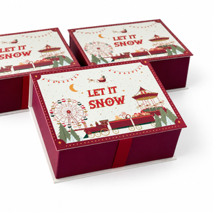 Коробка-книжка "Lets is snow" 24*19*9см,бордова