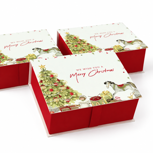 Коробка-книжка "We wish you a Merry Christmas" 24*19*9см,червона