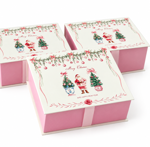 Коробка-книжка "Merry Christmas&HNY" 24*19*9см,рожева