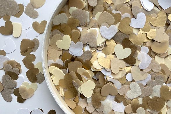 Конфеті тішью сердечки золотий Mix 1,5 см (709) 20 г