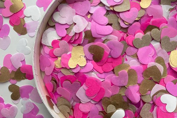 Конфетти тишью сердечки розово-золотой Mix 1,5 см (707) 20 г