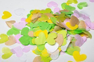 Конфеті тішью сердечки салатово-жовтий Mix (1005) 20 г