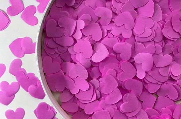 Конфетти тишью сердечки розовые насыщенные 1,5 см (01) 20 г