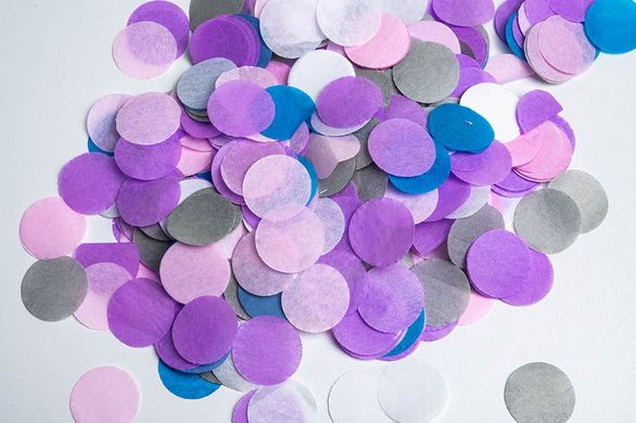 Конфеті тішью кружечки фіолетово-сірий Mix (003) 20 г