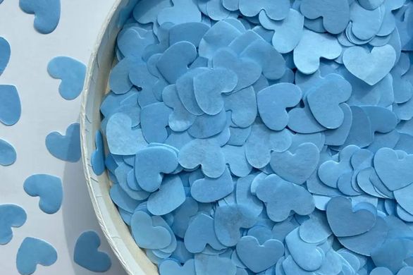 Конфетти тишью сердечки светло-голубые 1,5 см (55) 20 г