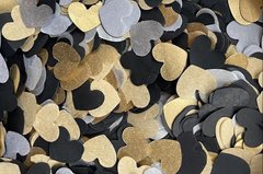 Конфеті тішью сердечки чорно-золотий Mix 1,5 см (701) 20 г