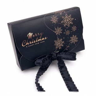 Новорічна коробка "Merry Christmas" 23*14,5*6см (без стрічки),чорна (5шт/уп)