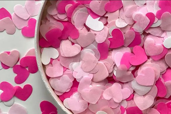 Конфеті тішью сердечки рожевий Mix 1,5 см (705) 20 г