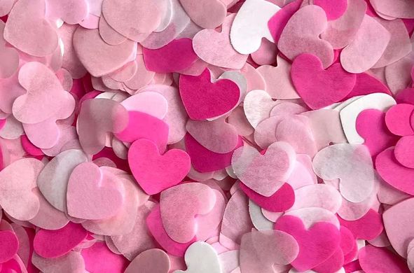 Конфеті тішью сердечки рожевий Mix 1,5 см (705) 20 г